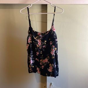 Old Navy black flowers crop tank top